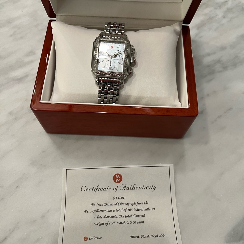 Michele Silver Watch With 2 Extra Bands